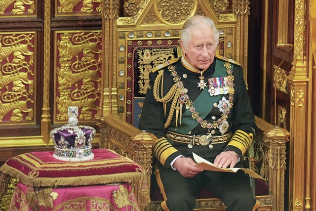 The Prince of Wales sitting next to the Imperial State Crown during the State Opening of Parliament in the House of Lords in May (PA)