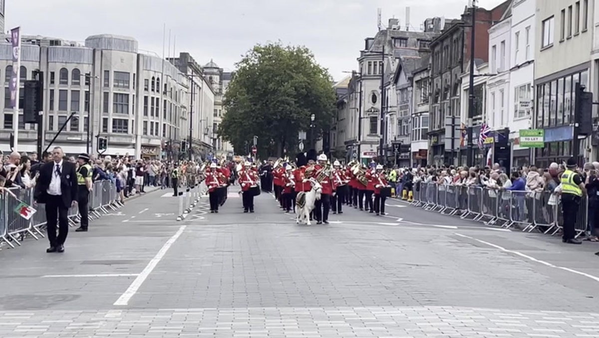 Royal Welsh regiment led by goat in Cardiff march for King Charles’s proclamation