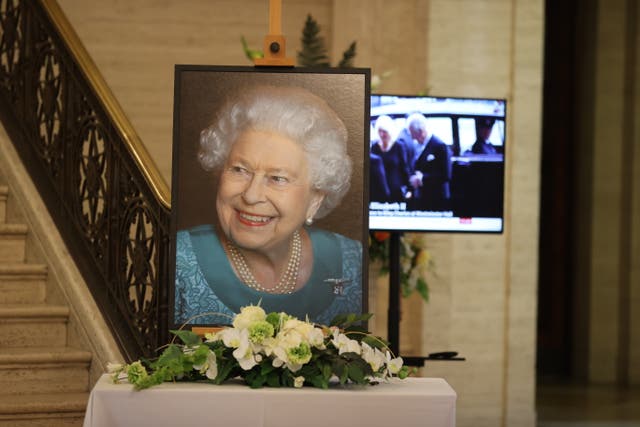 A portrait of the Queen at Parliament Buildings at Stormont (Liam McBurney/PA)