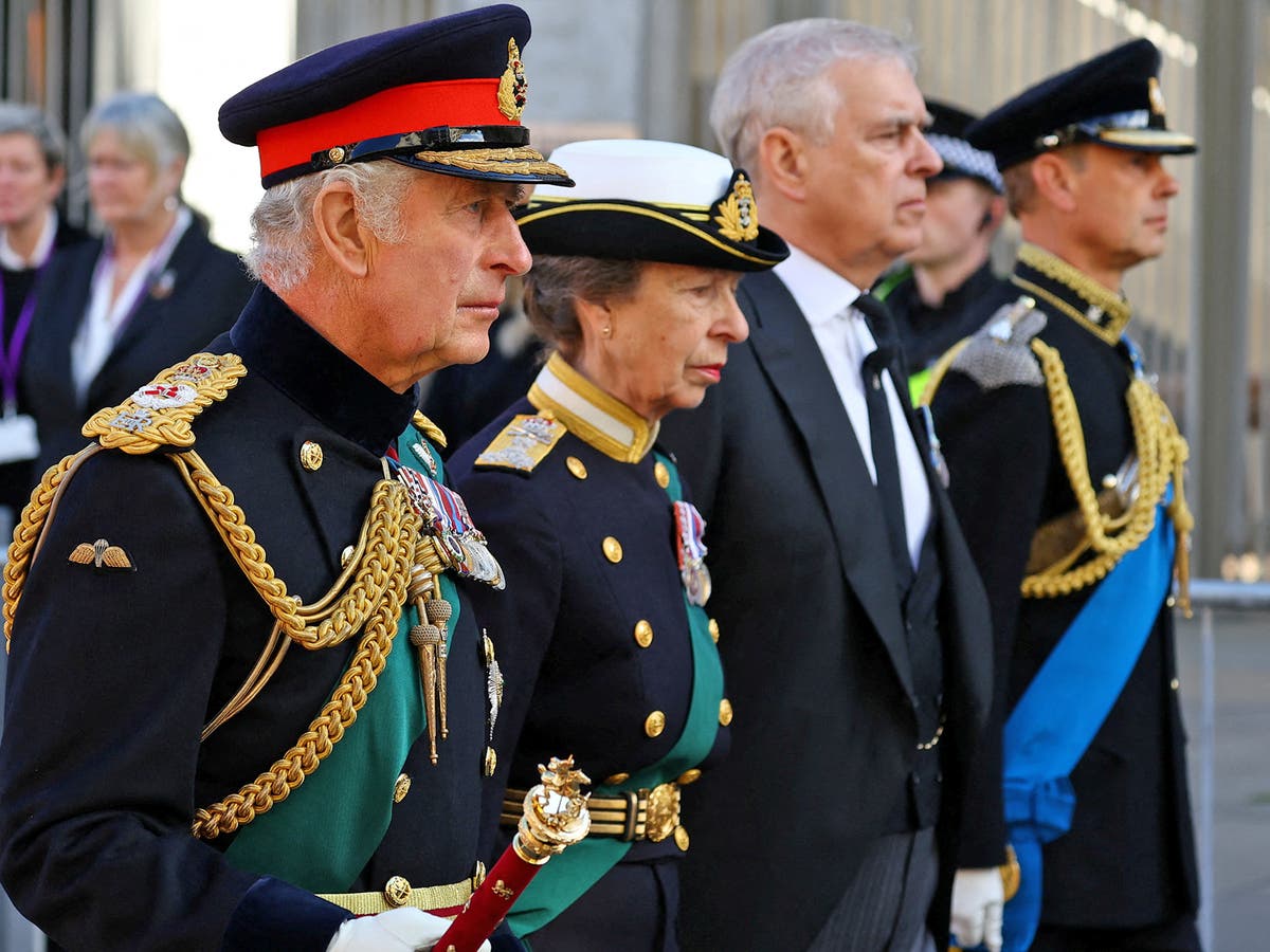 Queen’s four children join solemn march behind mother’s coffin in Edinburgh