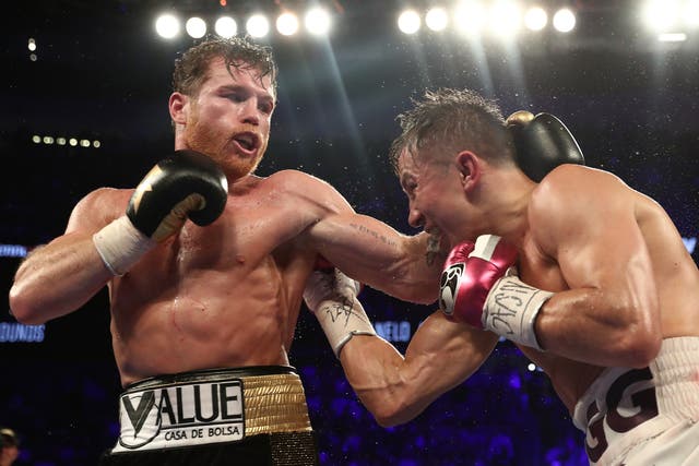 <p>Saul ‘Canelo’ Alvarez (left) and Gennady Golovkin during their 2018 rematch</p>
