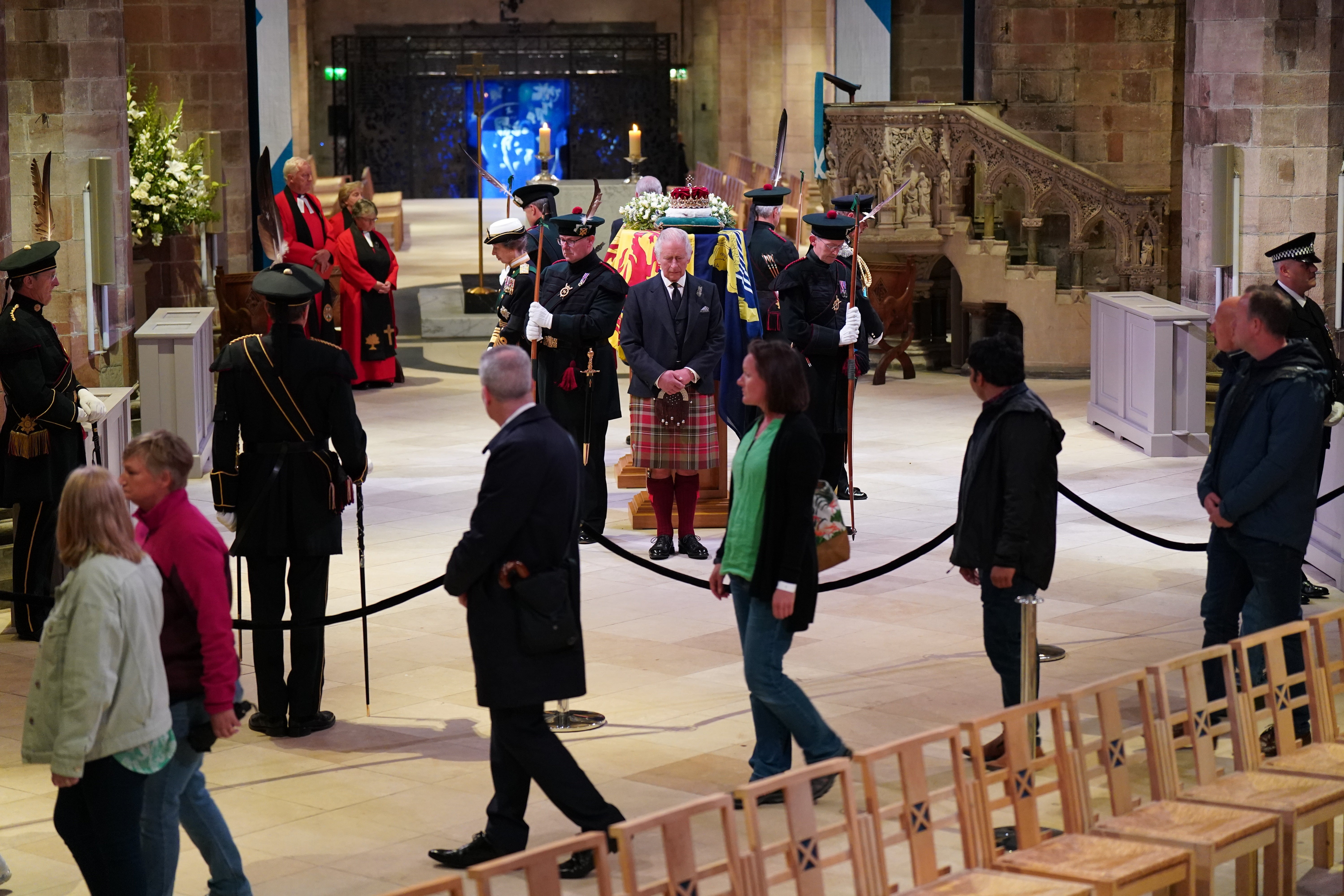 King Charles III and other members of the royal family hold a vigil at St Giles’ Cathedral (Jane Barlow/PA)