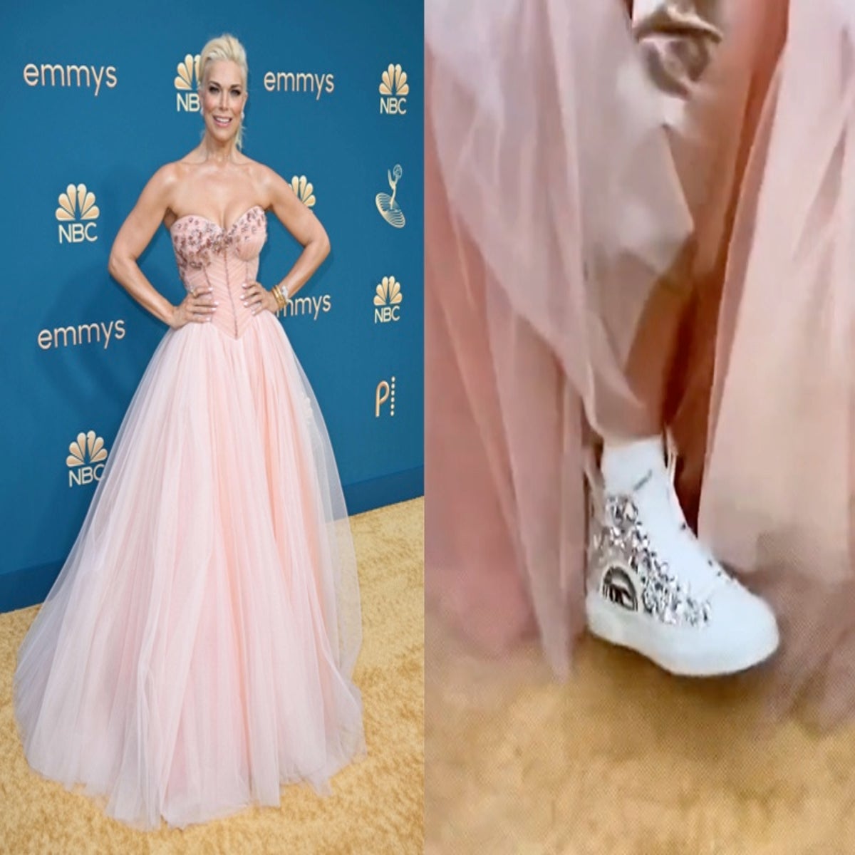 hannah waddingham pink rubber dress Hannah Waddingham Latex Dress