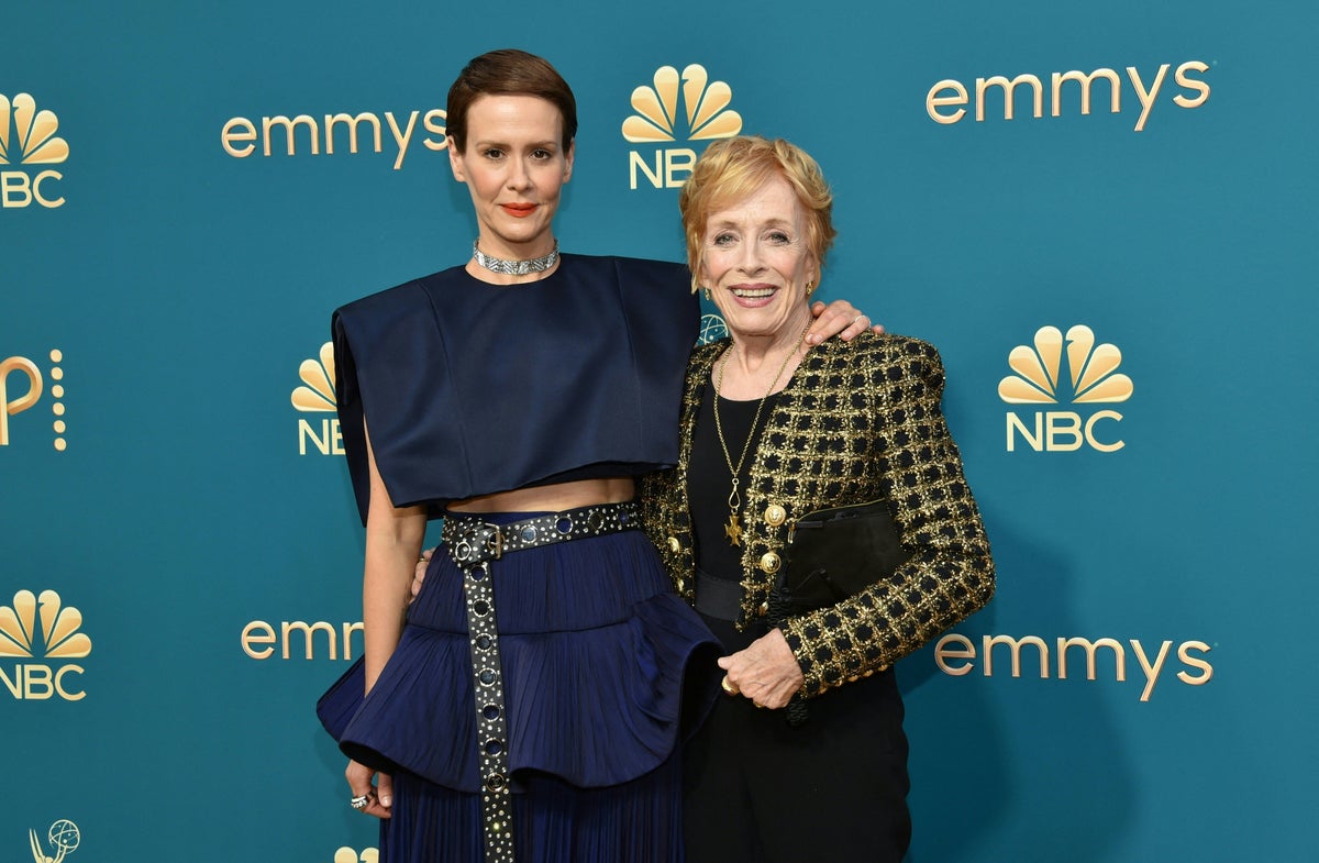 Sarah Paulson and Holland Taylor appear to mouth ‘you are beautiful’ to each other on Emmys red carpet