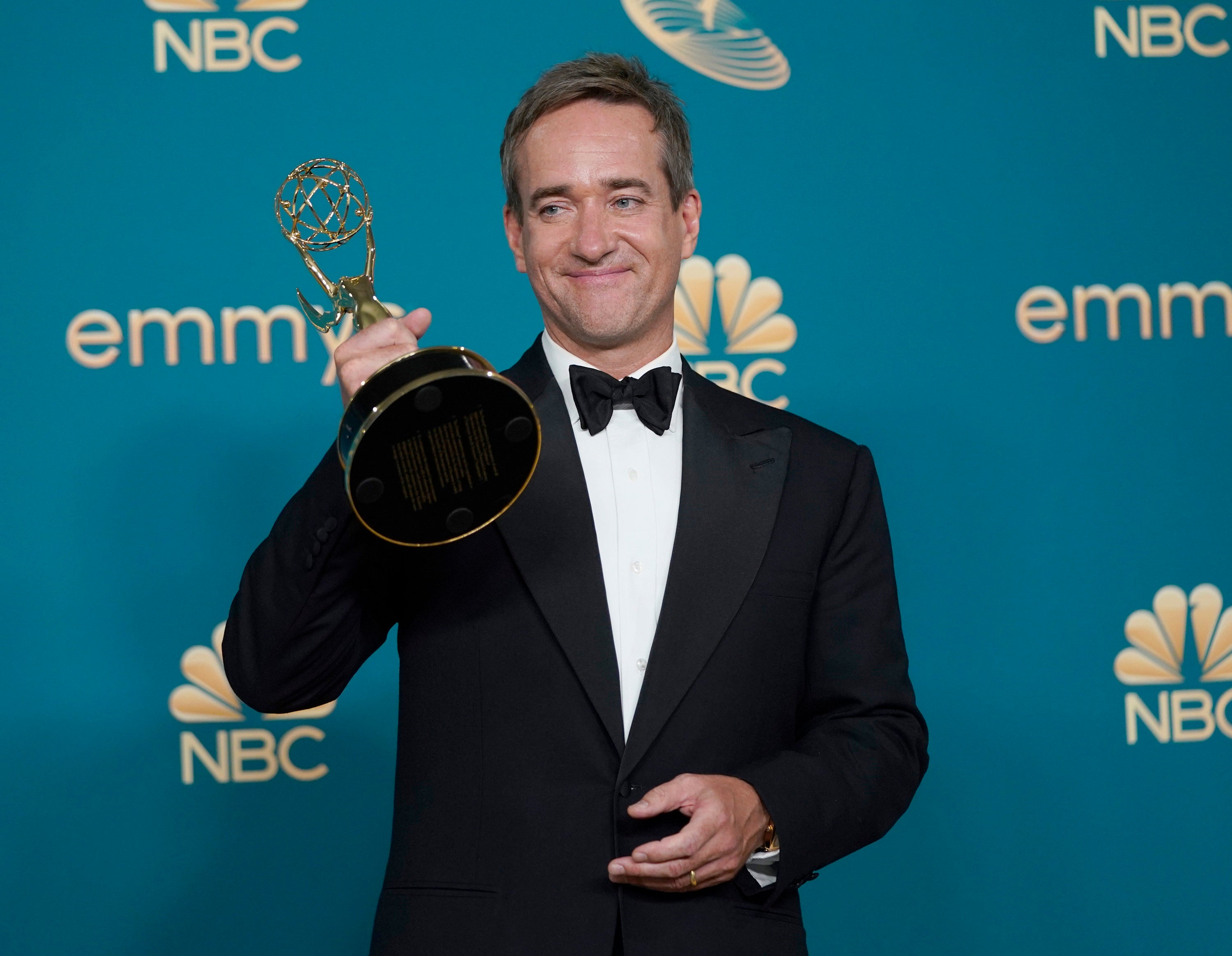 Matthew Macfadyen won best supporting actor in a drama series for his role in Succession, saying he was ‘deeply flattered and thrilled to bits’ (Jae C. Hong/AP)