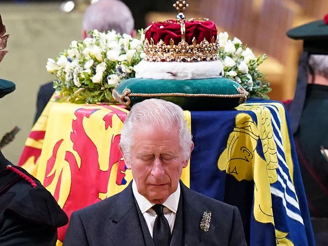 <p>King Charles III and other members of the royal family hold a vigil</p>