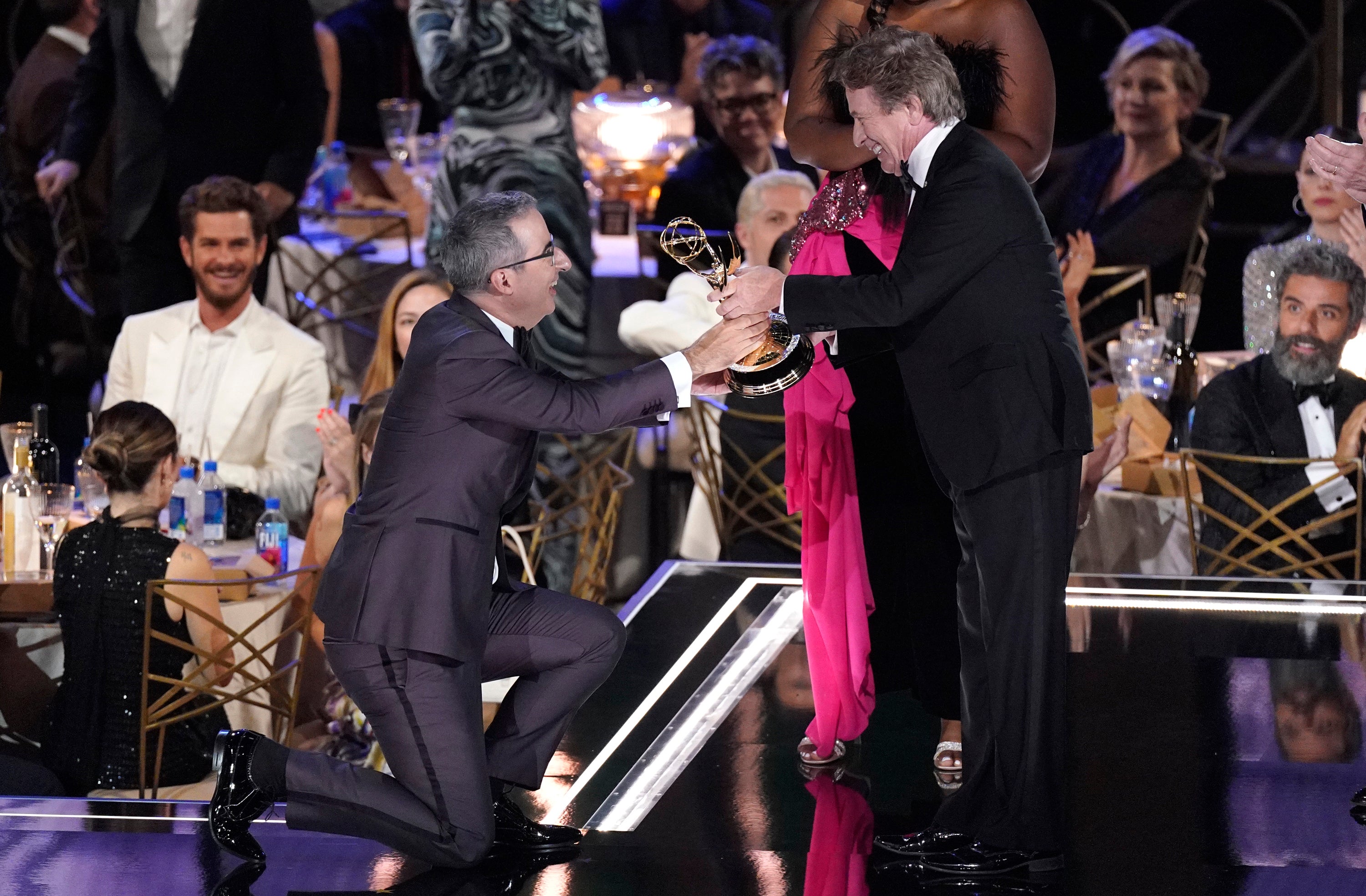 John Oliver accepts his 2022 Emmy from Martin Short