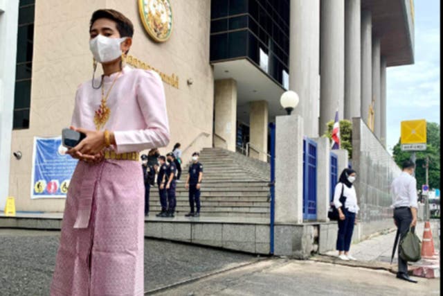 <p>A Thai court on Monday sentenced a 25-year-old political activist, Jatuporn Saeoueng, to two years in prison for ‘mocking’ the queen during a protest in 2020</p>