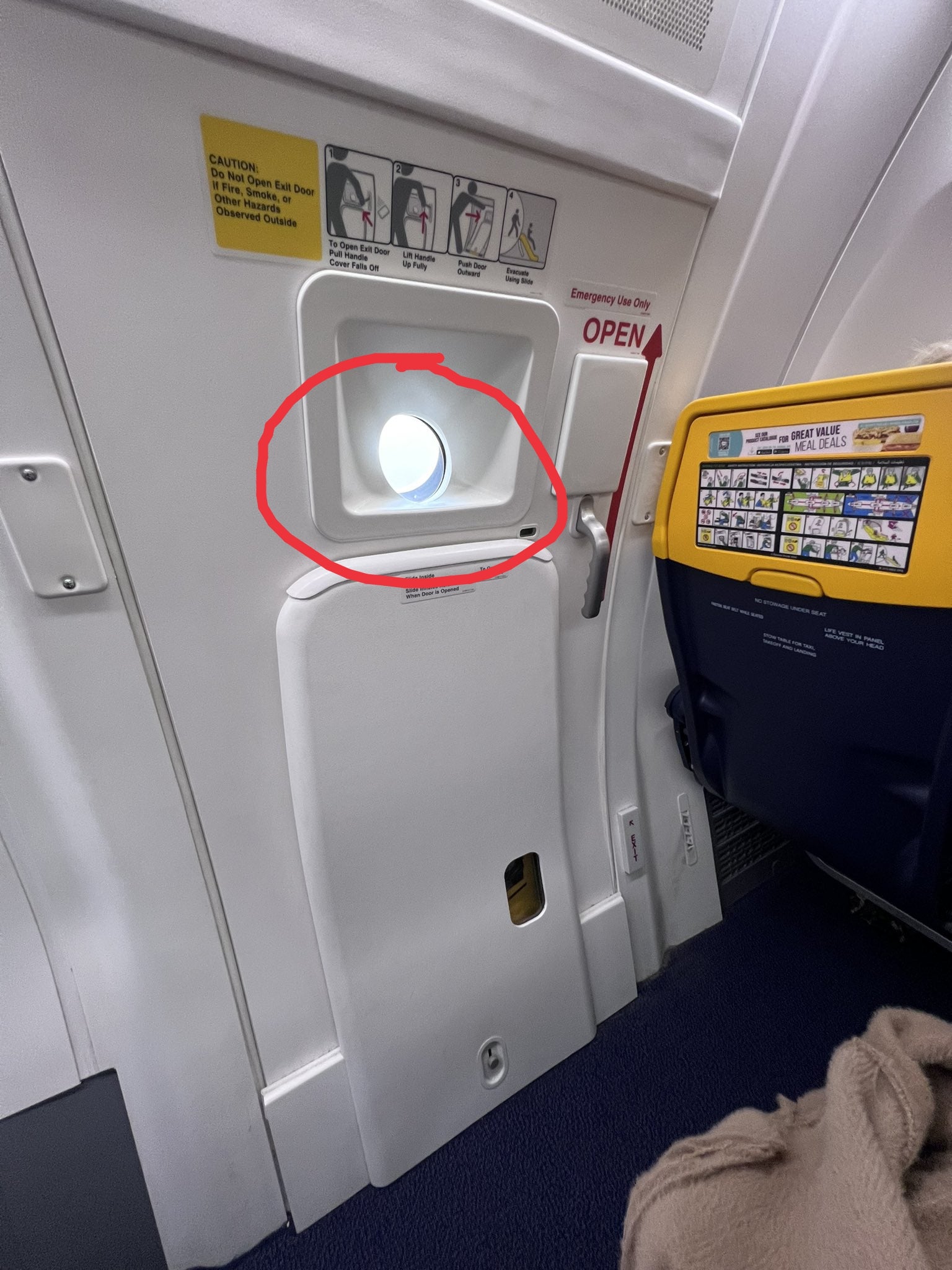 <p>Ryanair pointed out the ‘window’ by the irked passenger’s seat</p>
