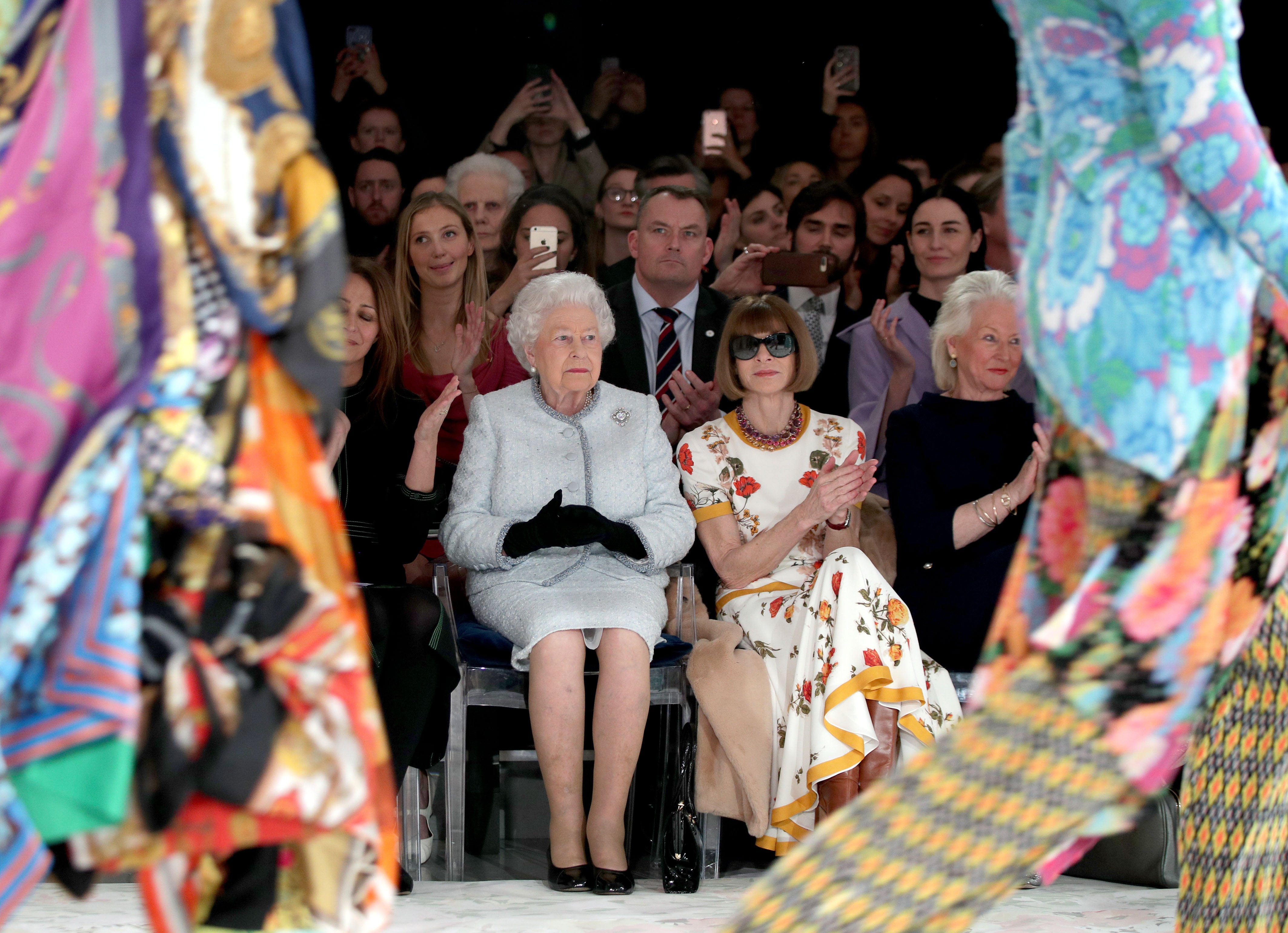 Queen Elizabeth II sat front row at London Fashion Week in 2018 (Yui Mok/PA)