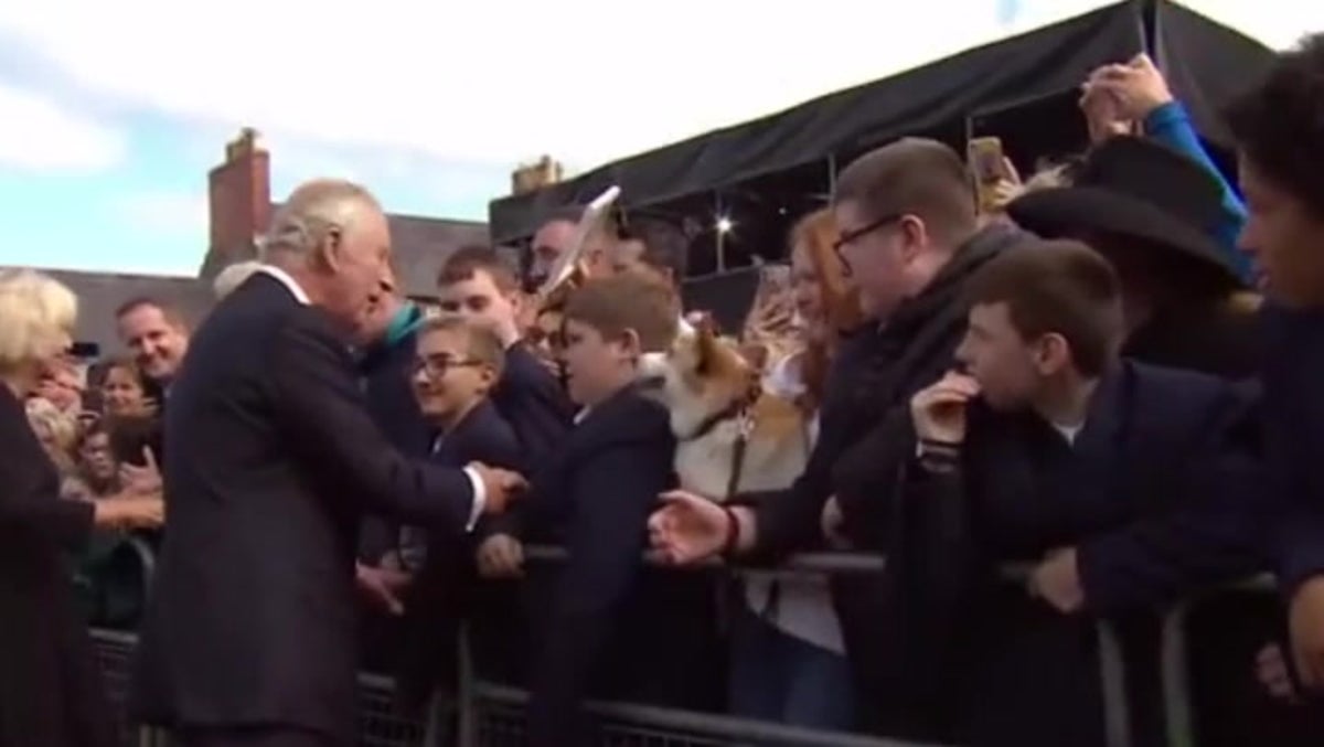 King Charles III shakes hands of well-wishers during Northern Ireland visit