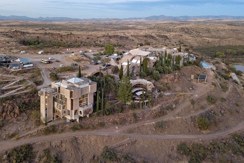 Arcosanti, Mayer, Arizona. Paolo Soleri et al (including an estimated 8,000 volunteers, designers, builders, collaborators, bell makers, architects, artists, students, and ceramicists), 1970-present