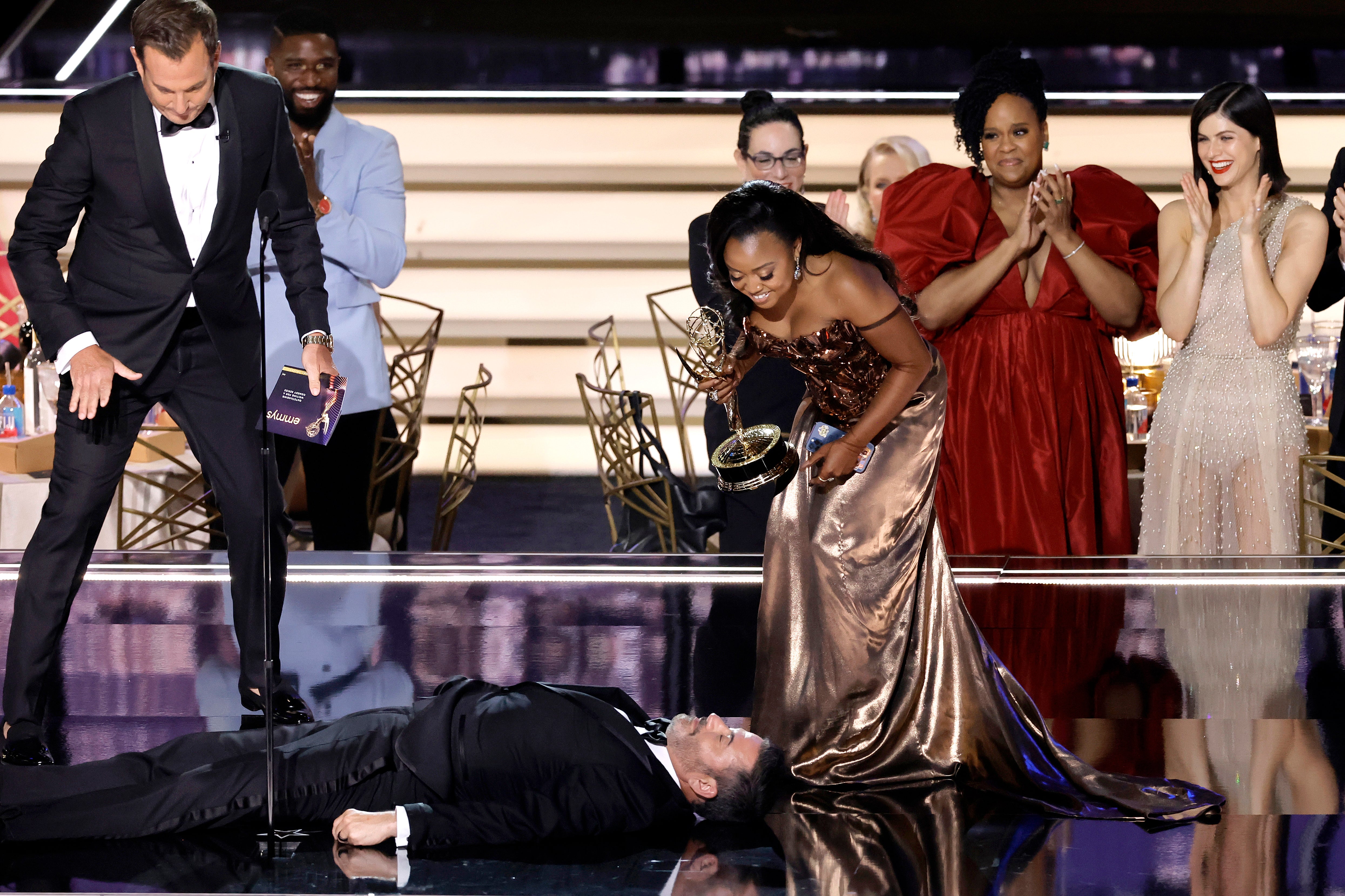 Will Arnett, Jimmy Kimmel, and Quinta Brunson at the Emmys 2022