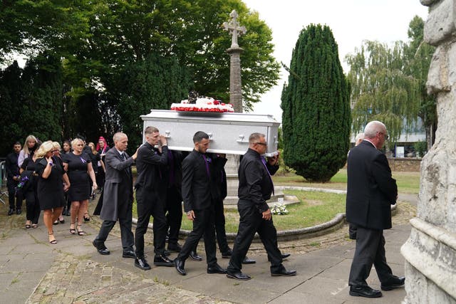 The coffin of Archie Battersbee is brought into St Mary’s Church, Prittlewell, Southend-on-Sea, Essex, ahead of his funeral (Joe Giddens/ PA)
