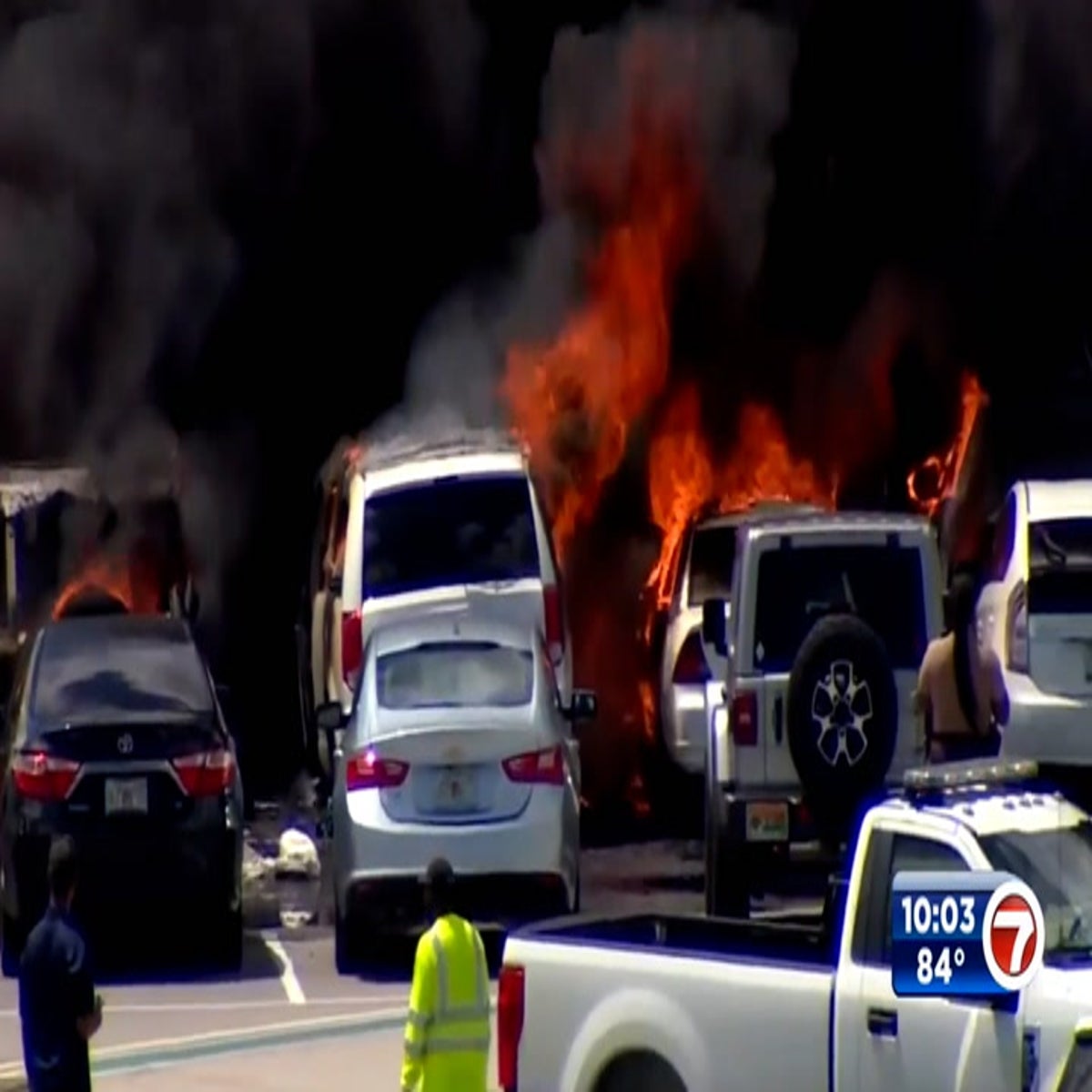 Several cars catch fire at Dolphins-Patriots game after fan leaves