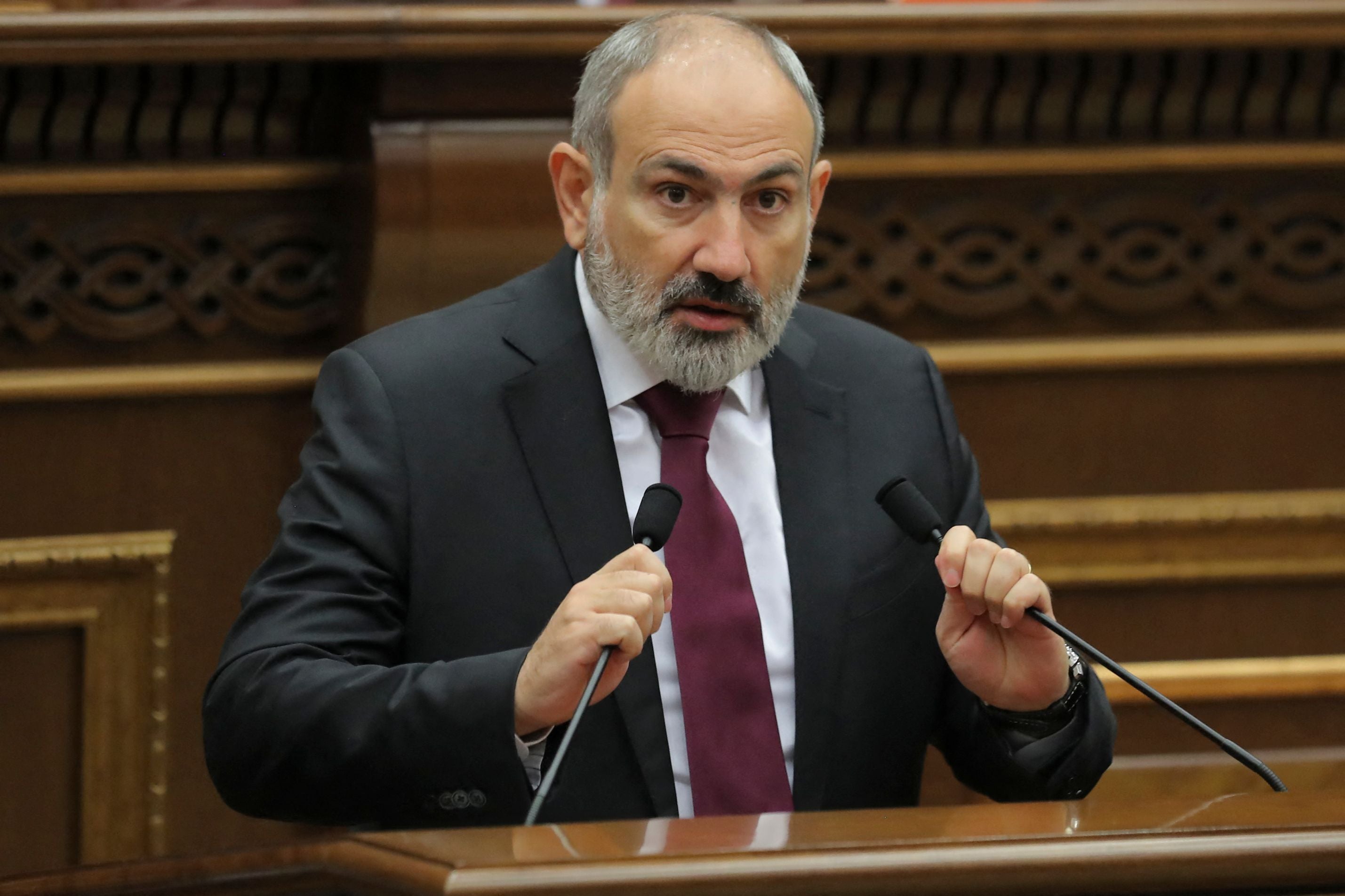 Armenian prime minister Nikol Pashinyan addresses parliament in Yerevan on 13 September, 2022.