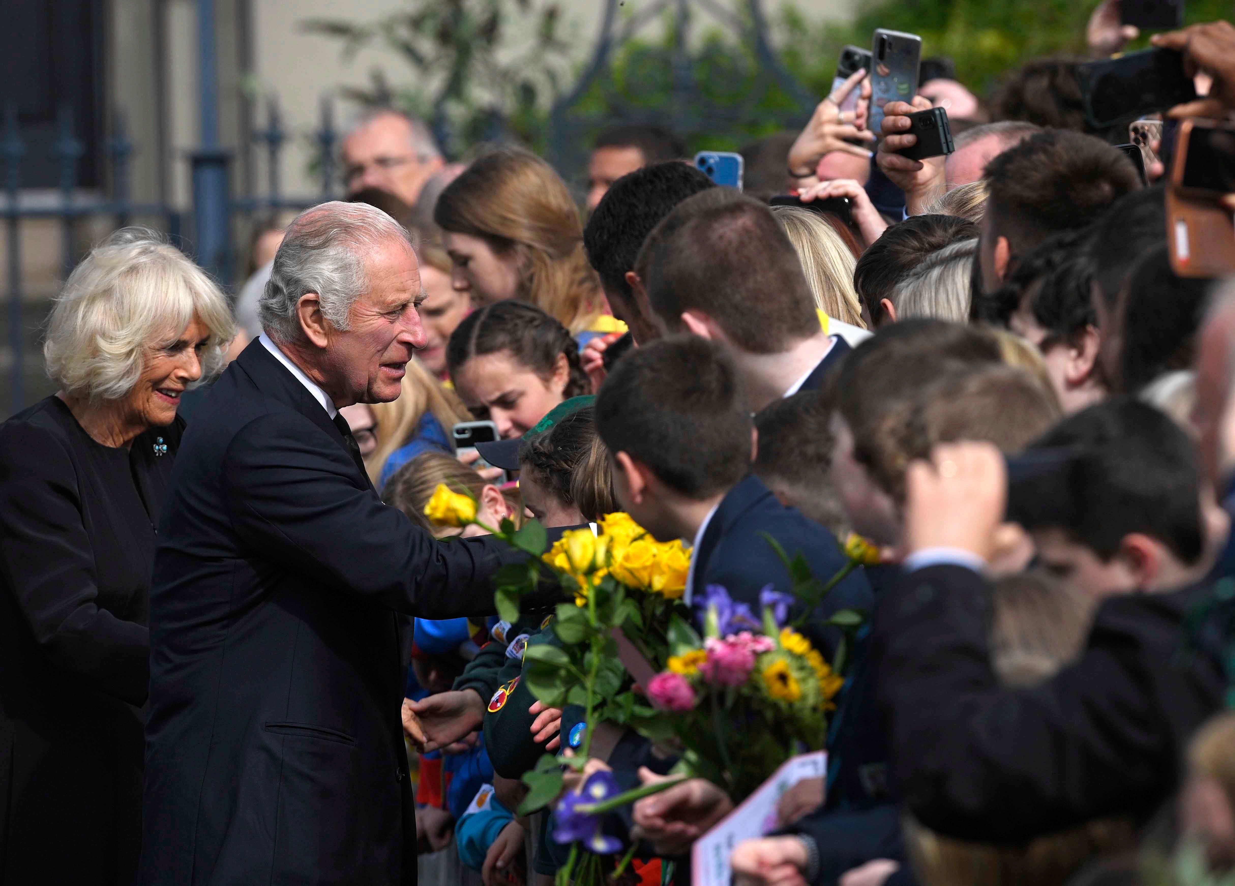 Charles and Camilla arrive at Hillsborough Castle, Northern Ireland on Tuesday