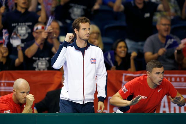 Andy Murray (centre) will be back in Davis Cup action for the first time since 2019 (Jane Barlow/PA)