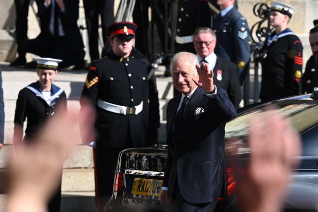 King Charles III arrives at St Anne’s Cathedral in Belfast (Michael Cooper/PA)