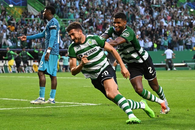 <p>Paulinho headed Sporting into the lead in the 90th minute </p>