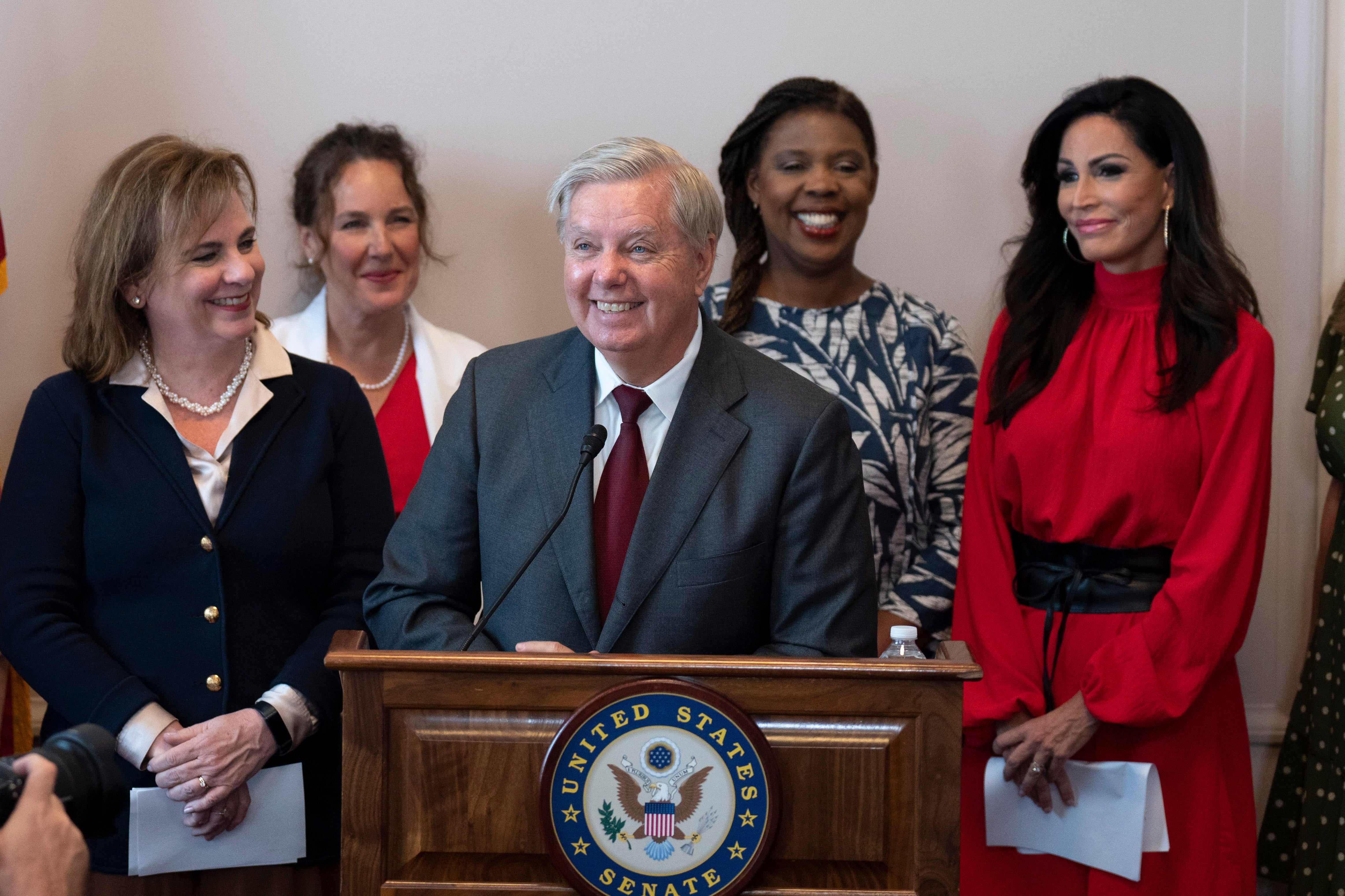Sen. Lindsey Graham (R-SC) speaks during news conference to announce a new bill on abortion restrictions