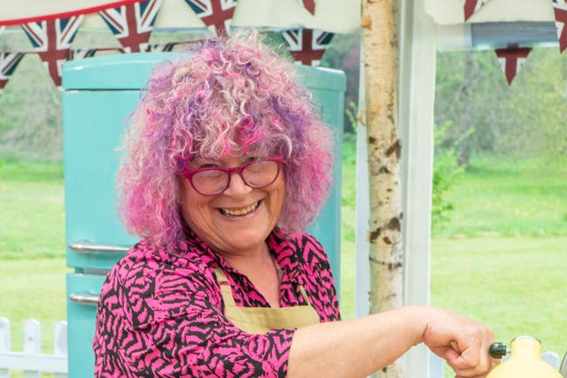<p>Carole baking in ‘The Great British Bake Off’ tent</p>