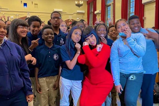 <p>The rapper made a surprise visit to her alma mater IS 232 in the Bronx’s Morris Heights neighbourhood, in association with the Community Capacity Development program, on Tuesday (13 September). </p>