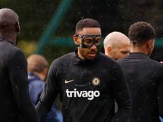 Why is Pierre-Emerick Aubameyang wearing a mask for Chelsea in Champions League?