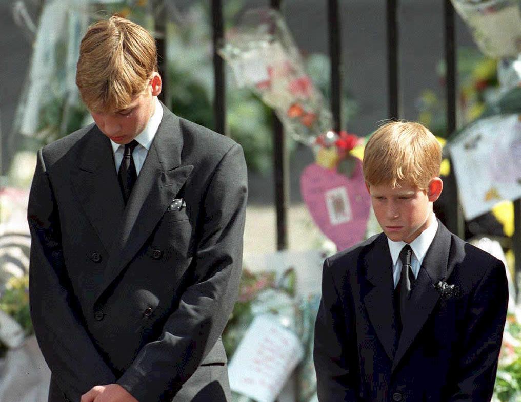 Princes William and Harry at their mother’s funeral