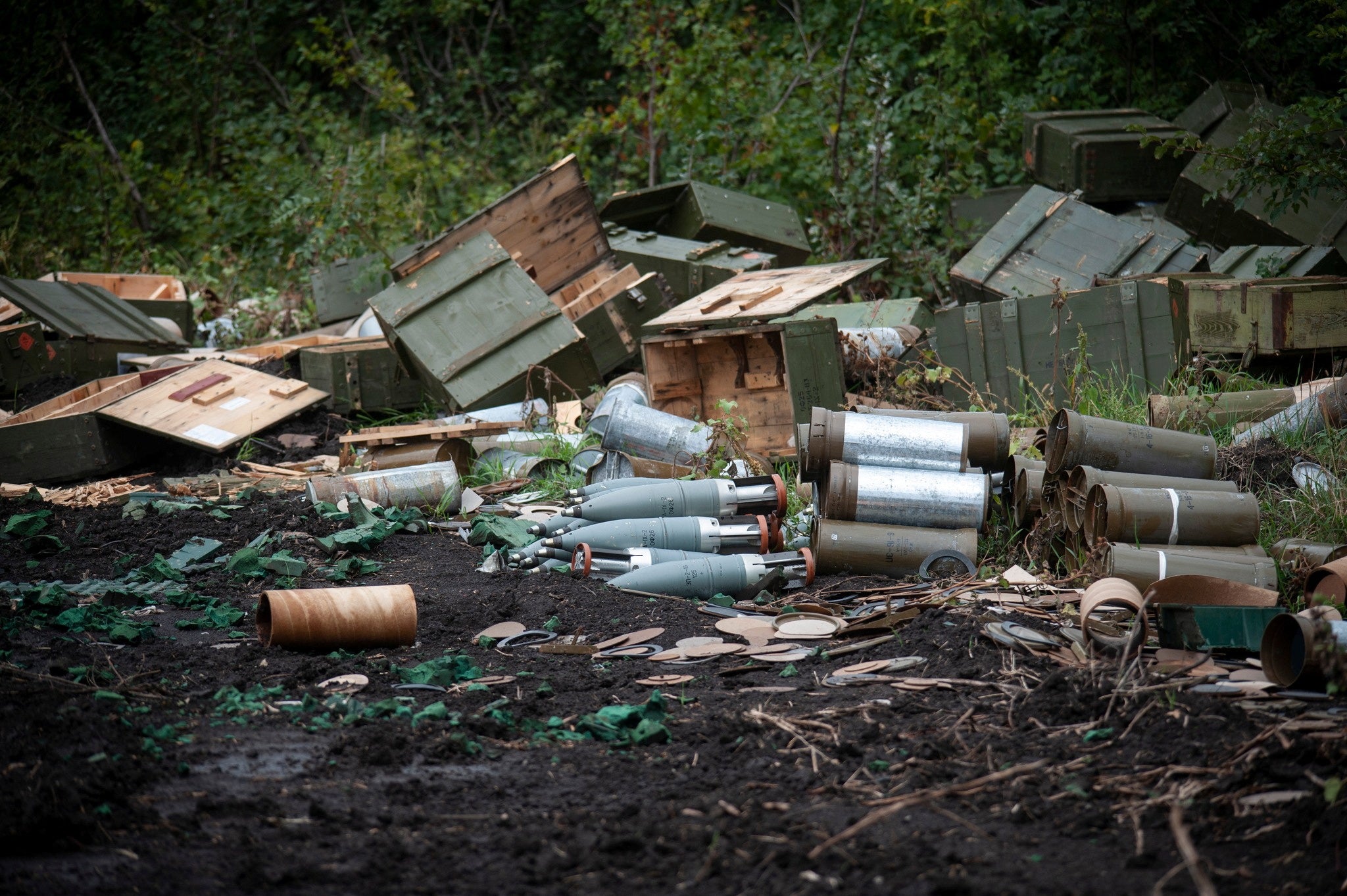 Russian artillery shells captured by Ukraine in Kharkiv province.