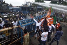 Top police officer chased and assaulted by saffron-clad protesters in eastern Indian city