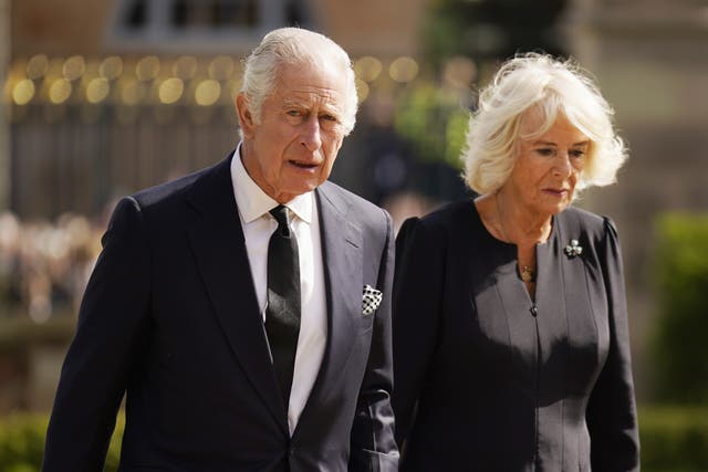 King Charles III and the Queen Consort at Hillsborough Castle in Northern Ireland (Niall Carson/PA)
