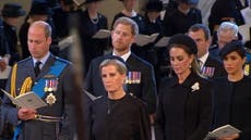 Meghan Markle and Kate Middleton join royal mourners in Westminster Hall for Queen’s service