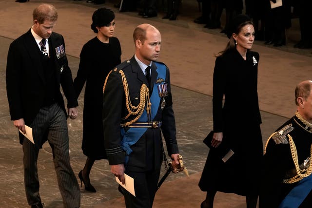 <p>Kate and Meghan joined princes William and Harry at the service at Westminster Hall </p>