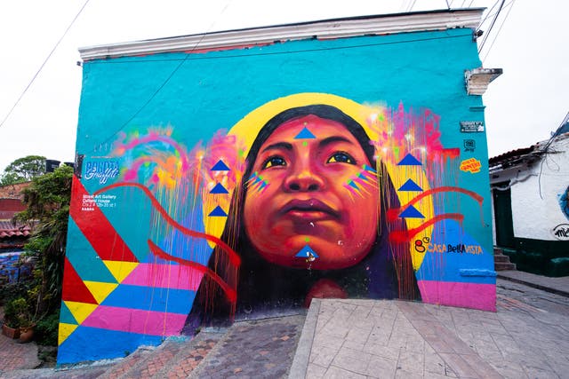 <p>A mural in La Candelaria neighbourhood, Bogota</p>