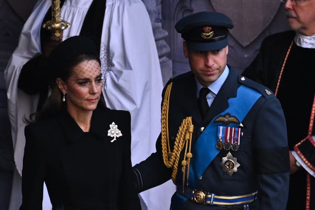 Kate wearing the Queen’s brooch (Ben Stansall/PA)