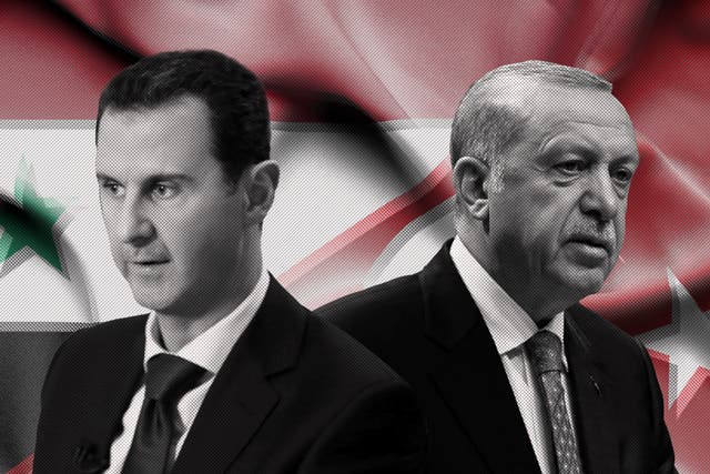 <p>Bashar al-Assad and  Recep Tayyip Erdogan</p>