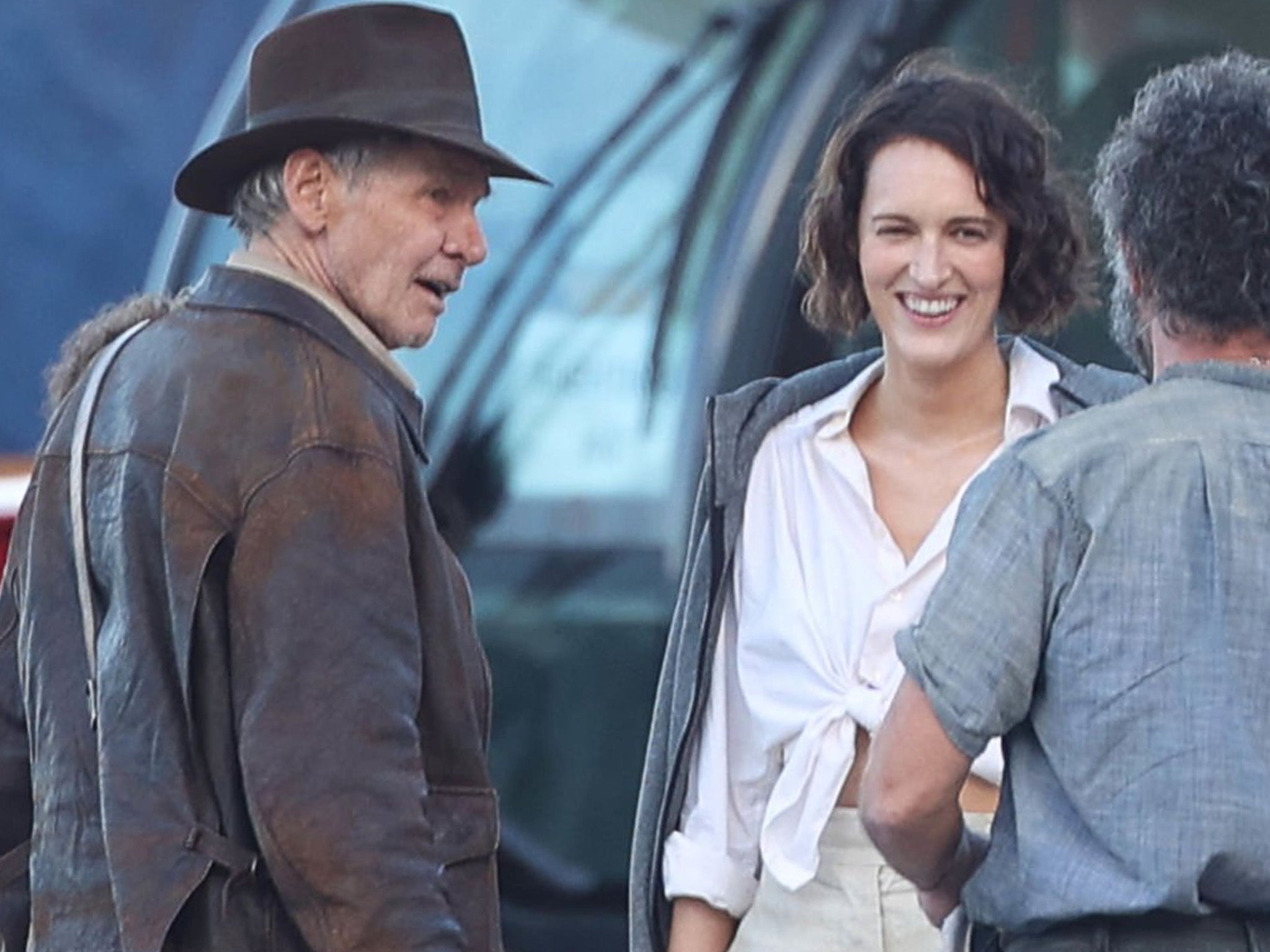 Harrison Ford and Phoebe Waller-Bridge on the set of ‘Indiana Jones 5’ – the film is out next summer