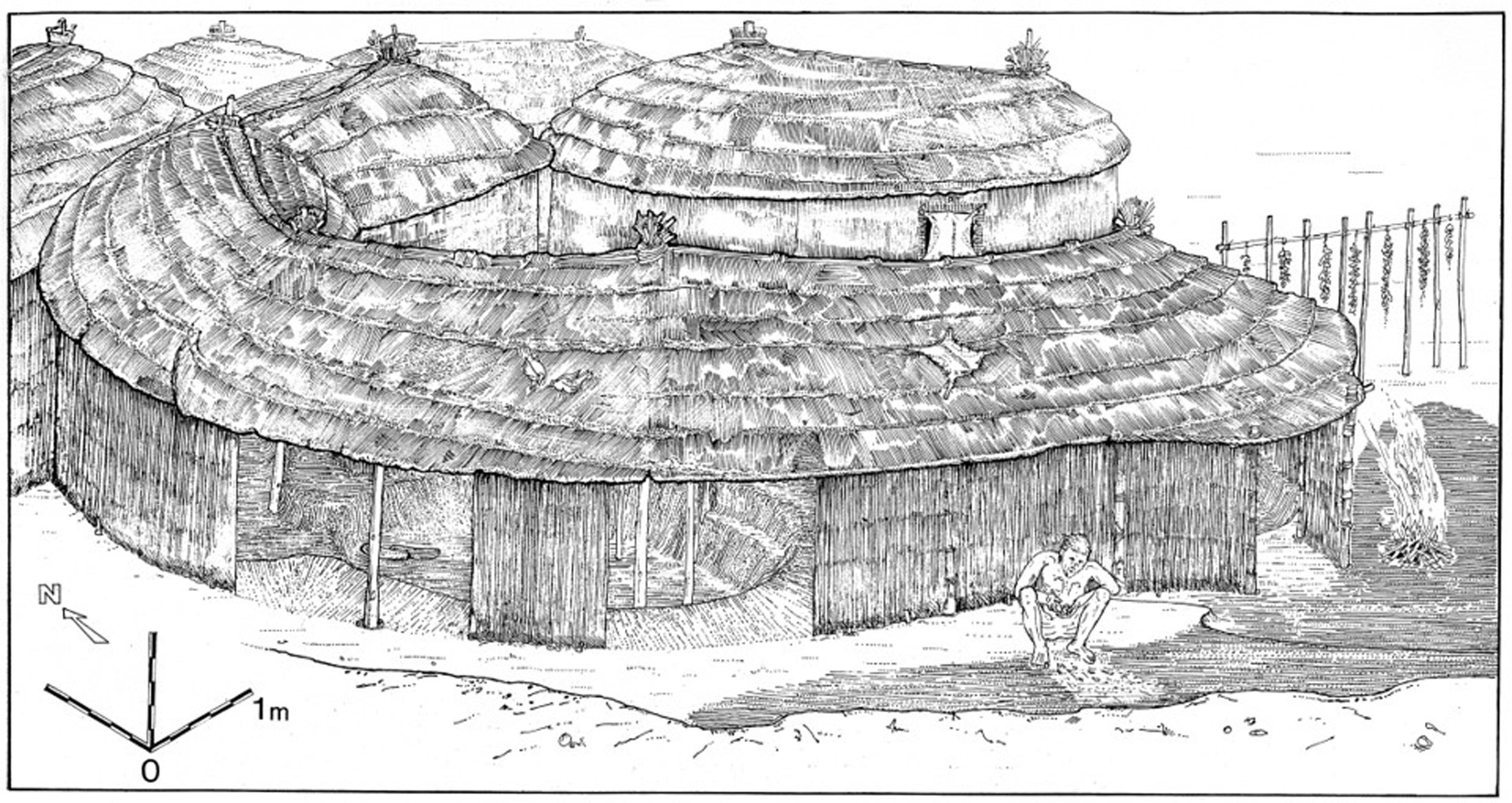 An artist’s impression of a hunter-gather hut (Andrew Moore/Rochester Institute of Technology)