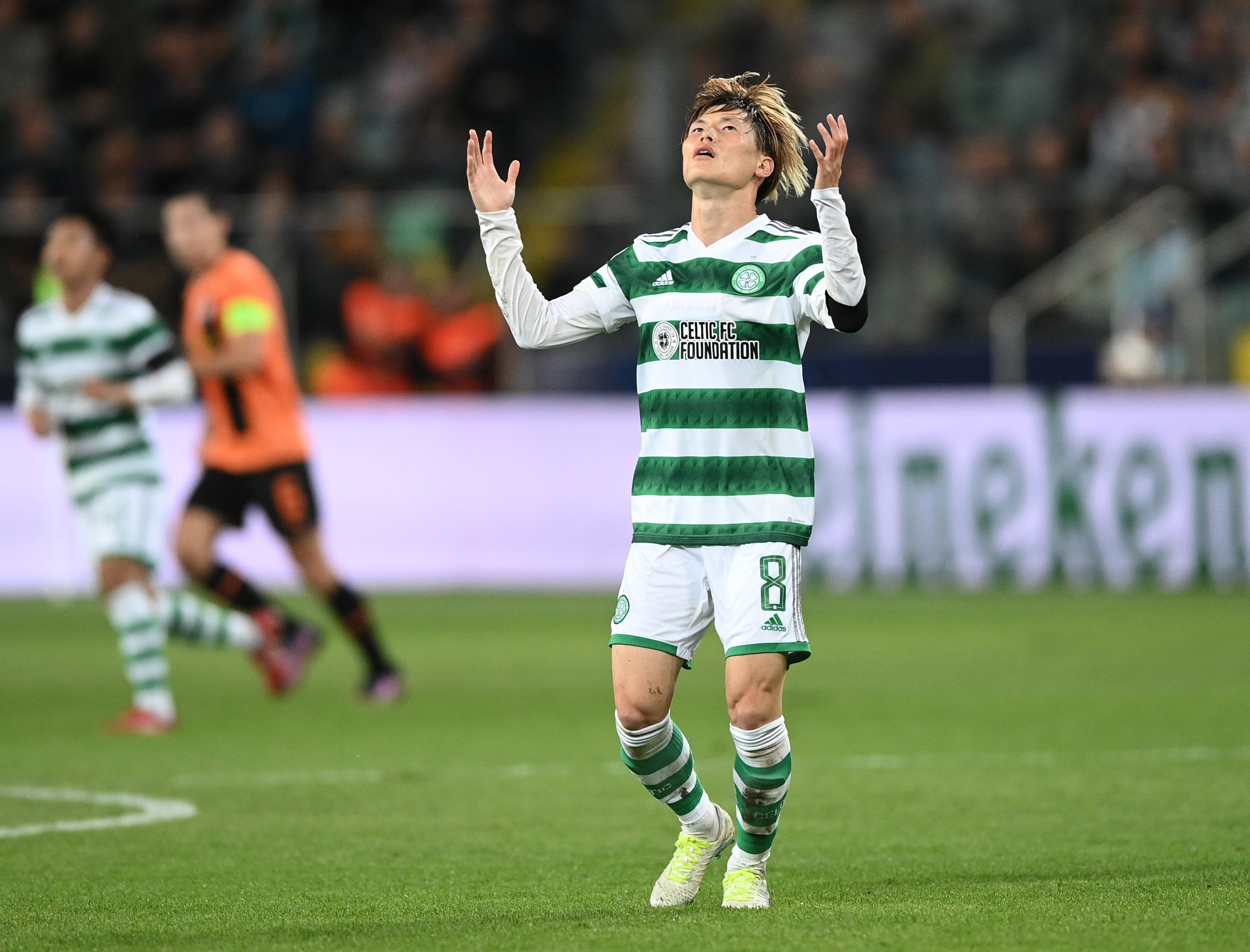Kyogo Furuhashi and his Celtic teammates endured a frustrating night in Poland