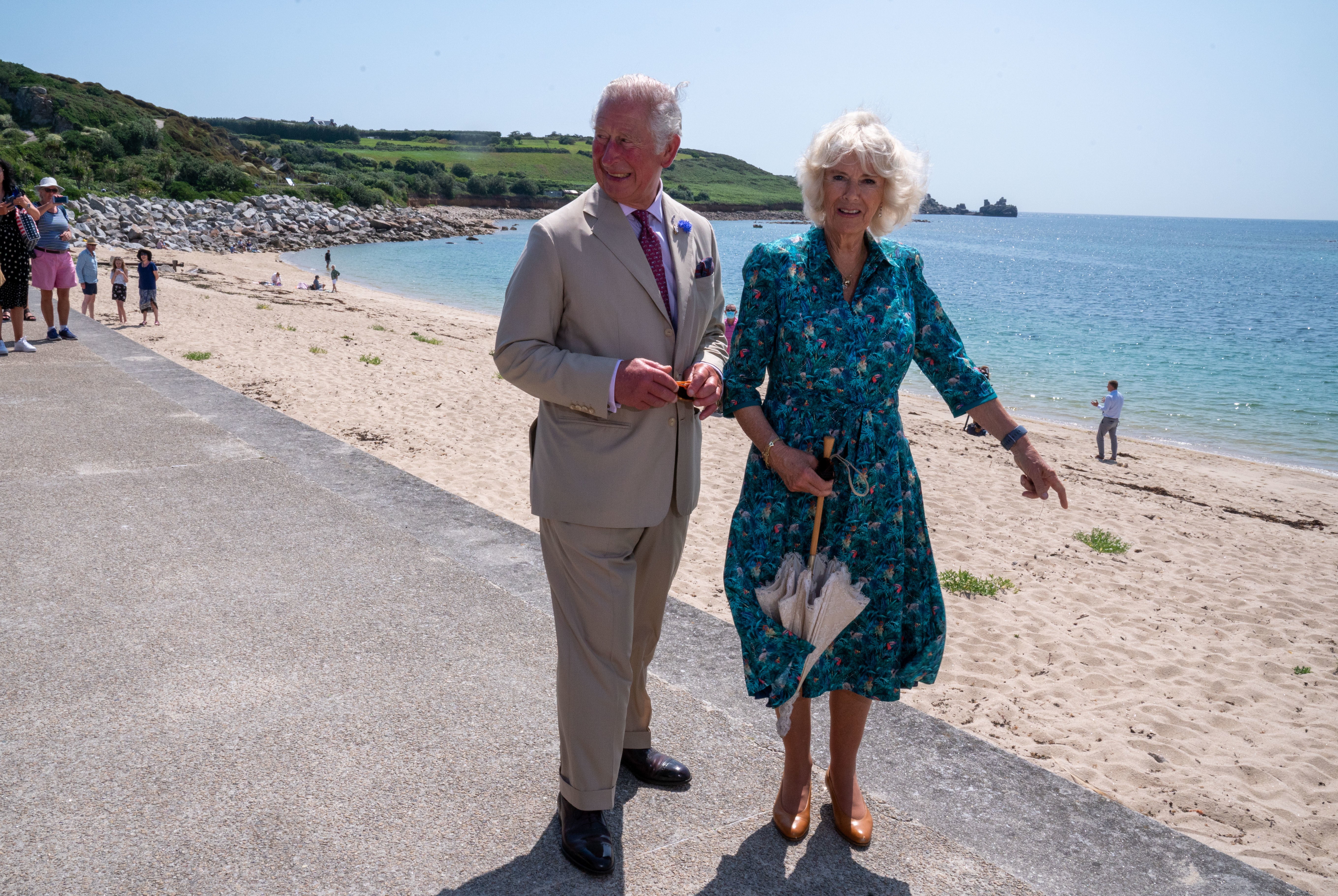 Charles and Camilla during a visit to Isles of Scilly, which is part of the Duchy of Cornwall estate (Arthur Edwards/The Sun/PA)