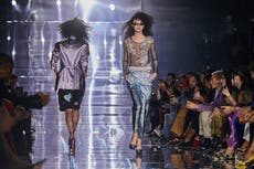 Tom Ford closes Fashion Week with big hair, miles of sparkle
