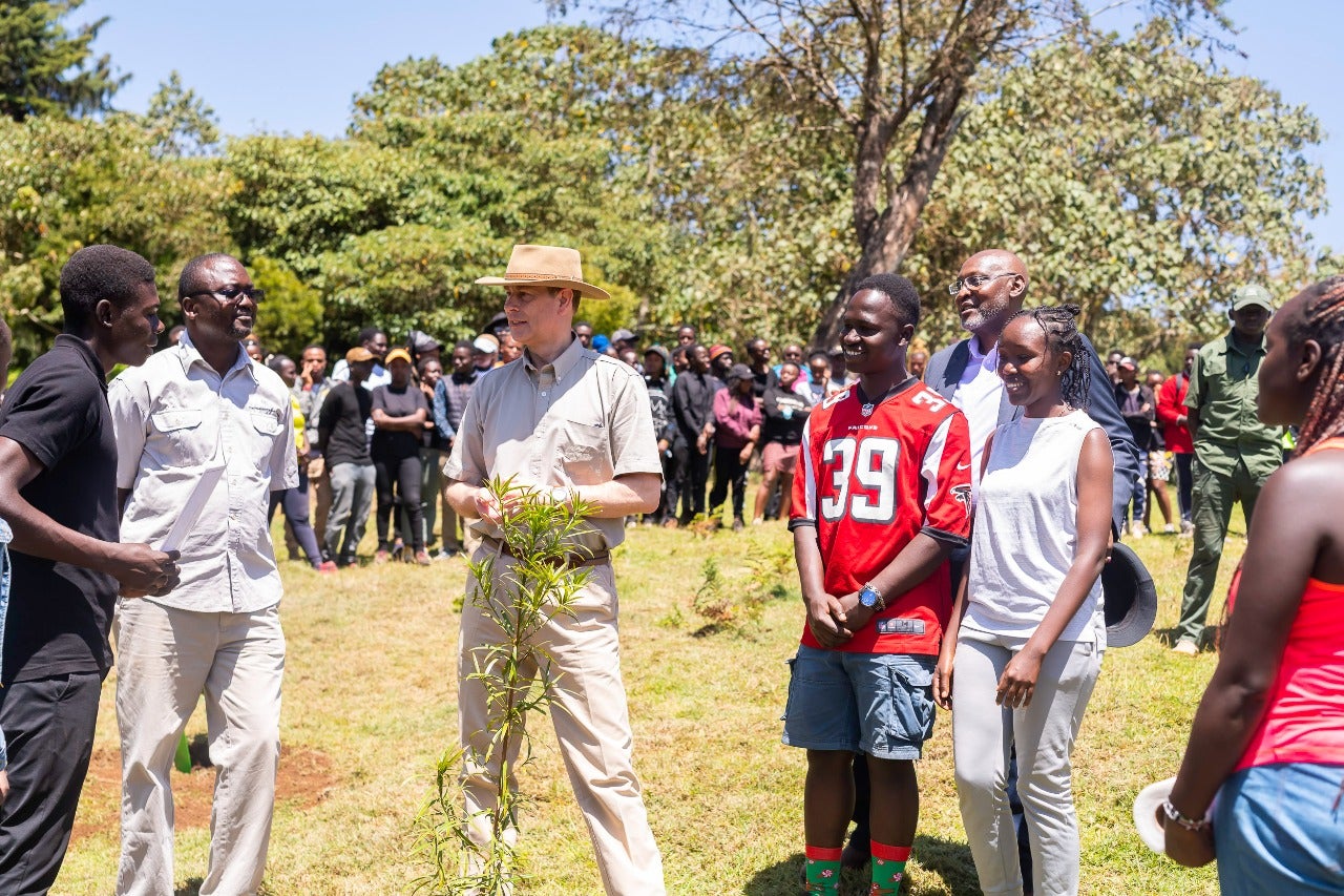 The Earl of Wessex plants a Pondo tree in Kenya in honour of the Queen’s Platinum Jubilee (The Duke of Edinburgh’s International Award/PA)