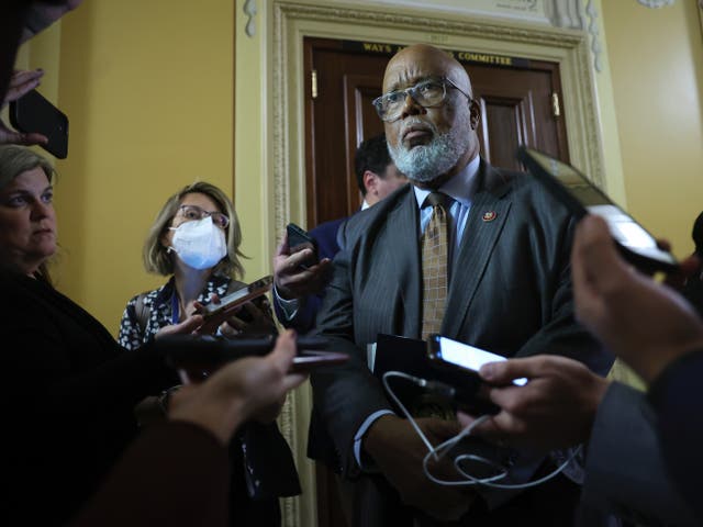 <p>Bennie Thompson, chair of the House committee investigating January 6, speaking to reporters on Wednesday </p>