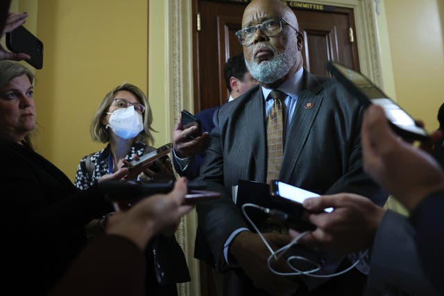 <p>Bennie Thompson, chair of the House committee investigating January 6, speaking to reporters on Wednesday </p>