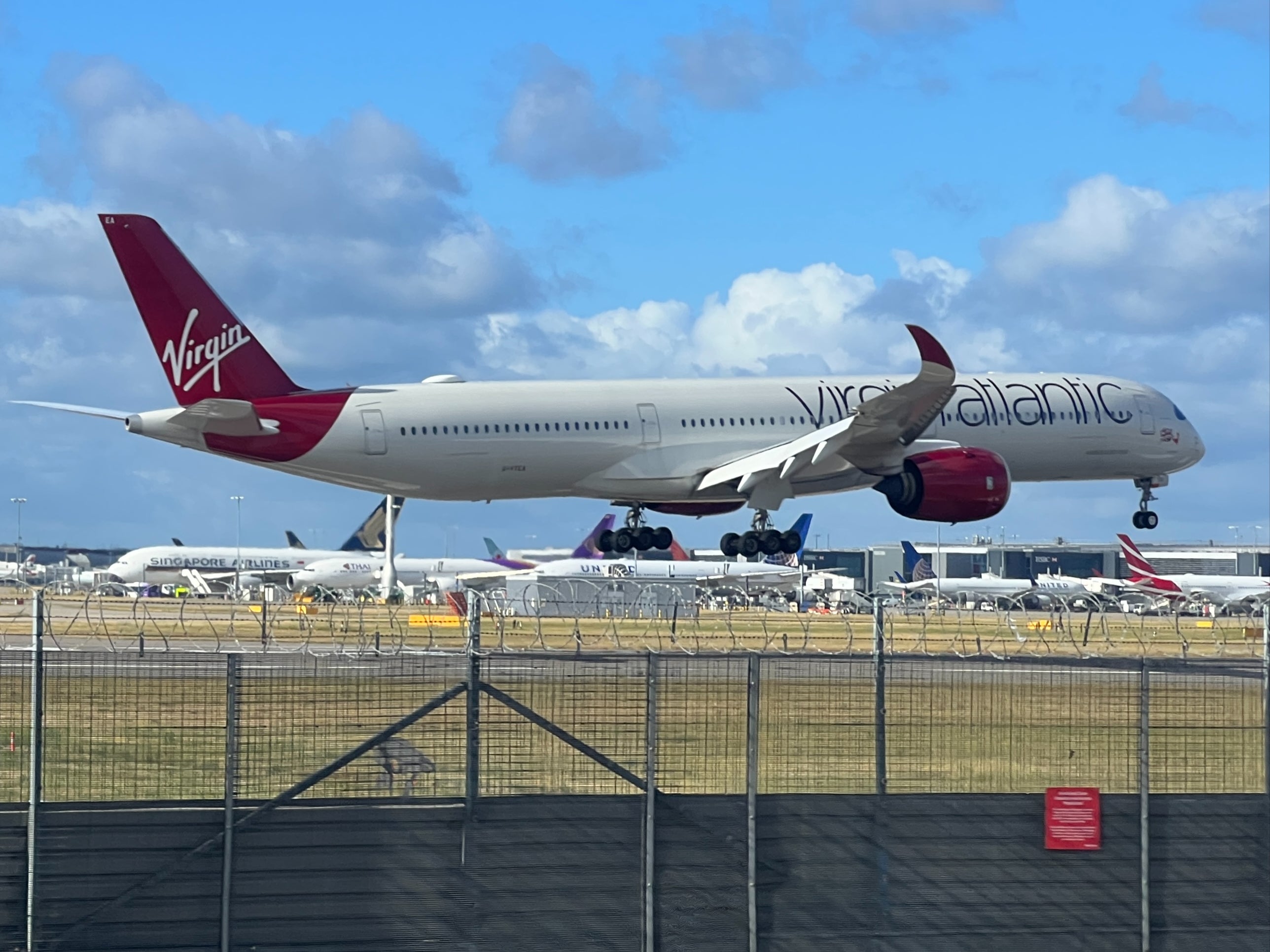 Clear skies: Virgin Atlantic is one of many airlines cancelling flights to and from Heathrow to comply with a ban on planes flying over central London
