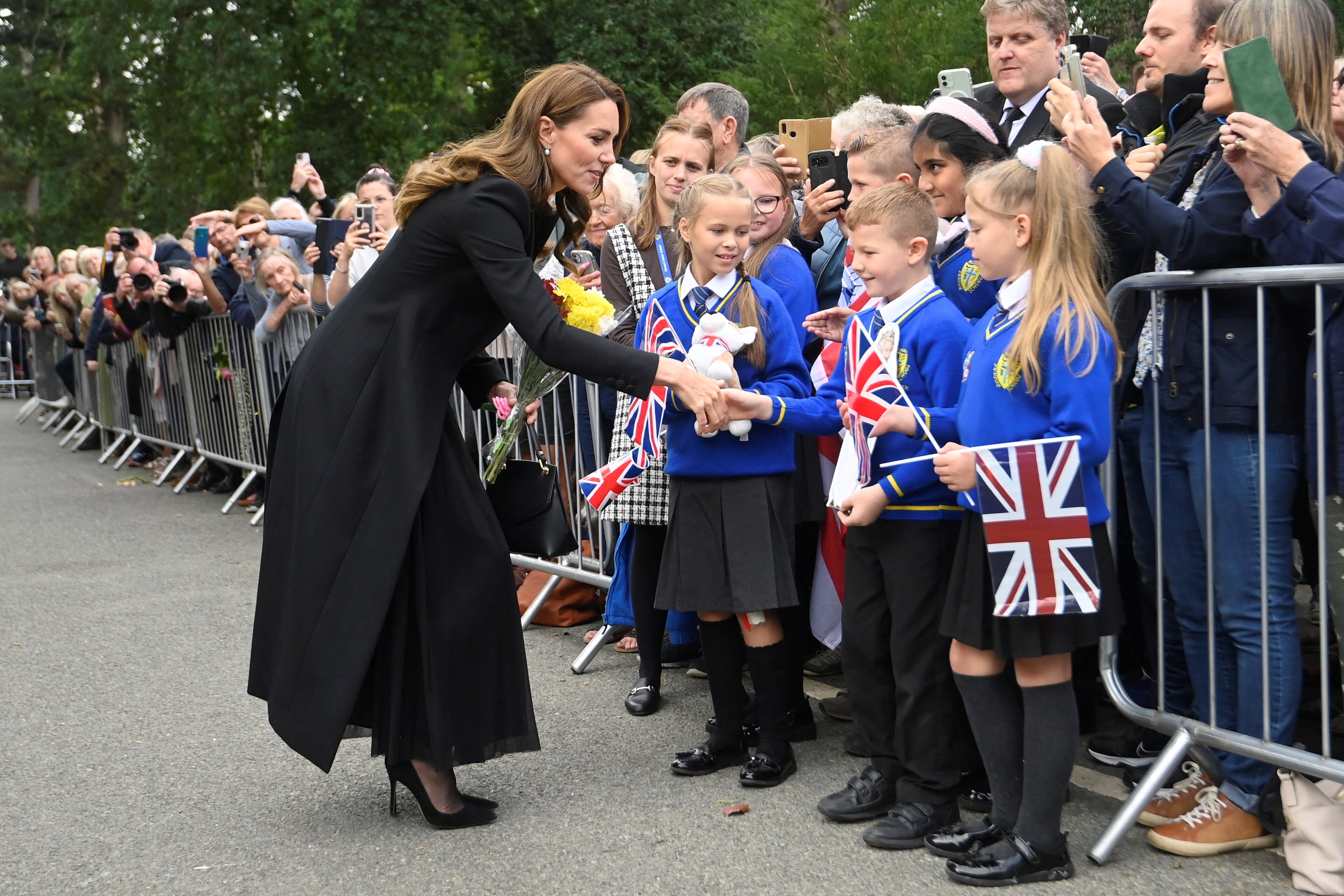 The Princess of Wales meets children from Howard Junior School in King’s Lynn (Toby Melville/PA)