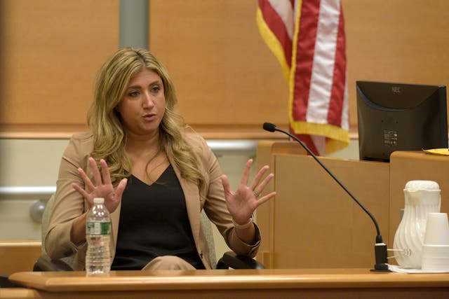<p>Brittany Paz, a lawyer for Infowars, testifies during Alex Jones’ Sandy Hook Elementary School defamation damages trial in Connecticut</p>