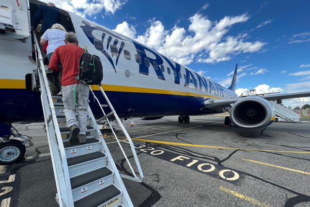 <p>Last call: the final Ryanair flight from Lourdes to London Stansted before Friday’s strike </p>
