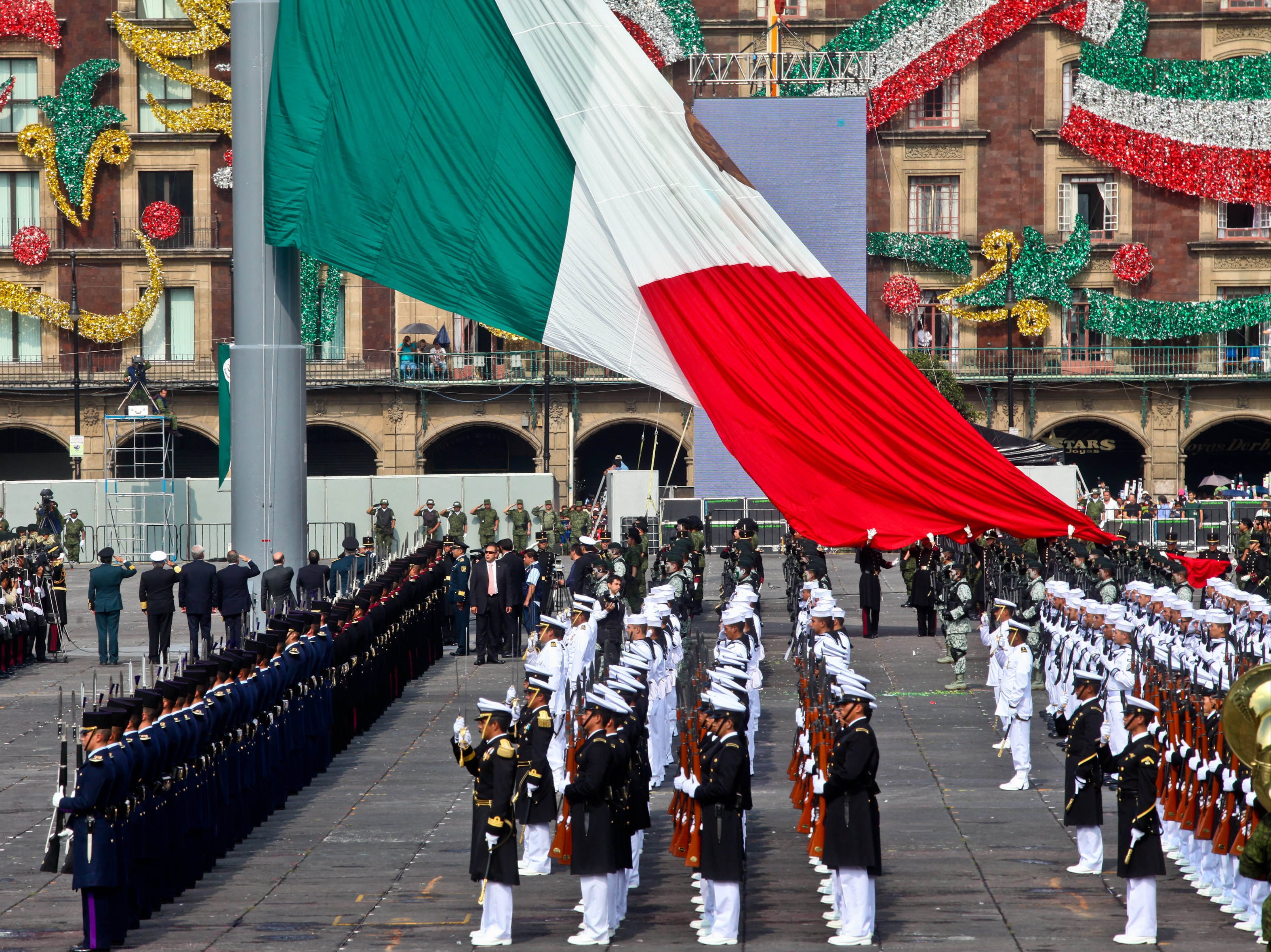 A view of Mexico’s national flag during Independence Day celebrations
